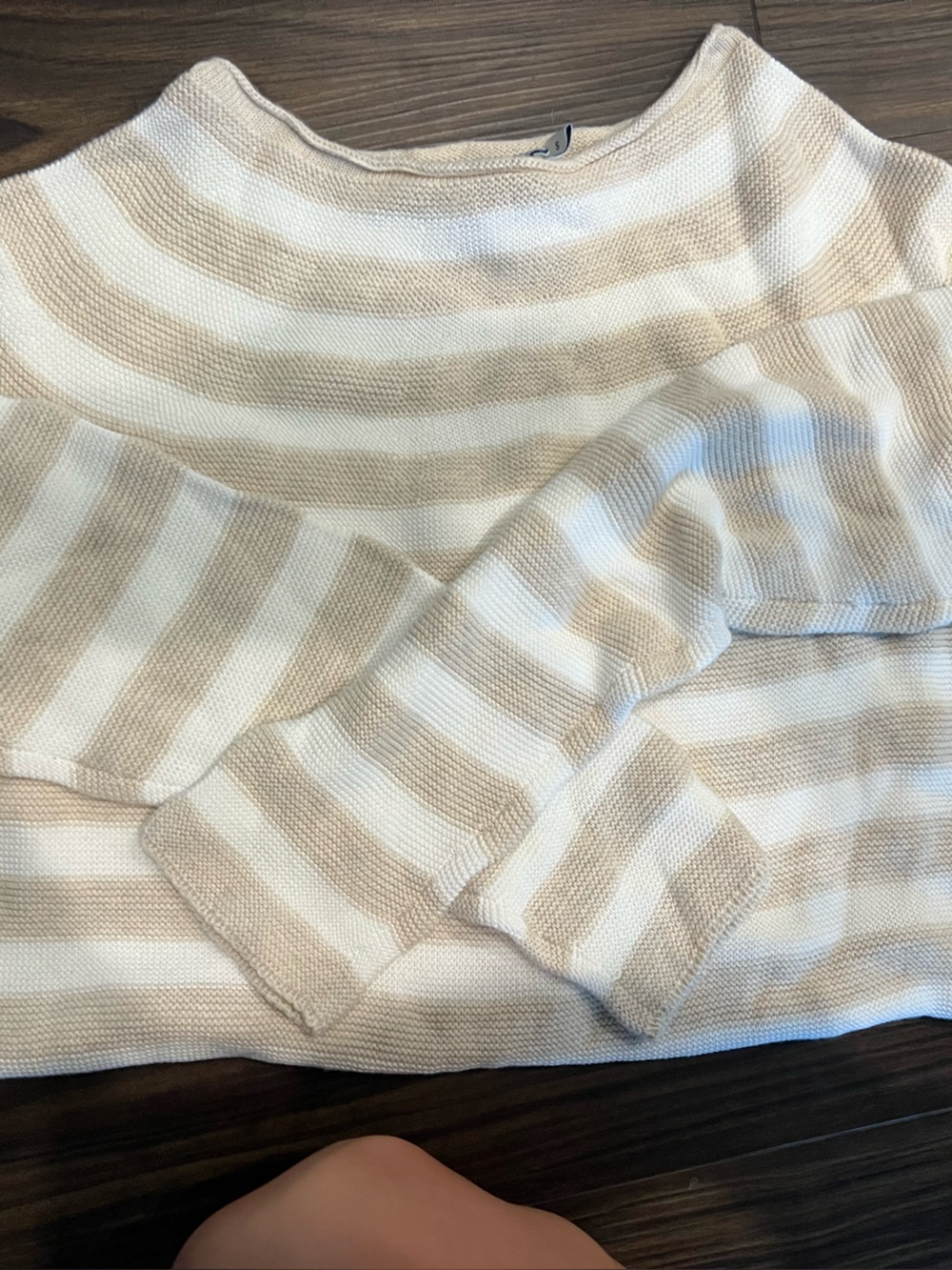Vineyard Vines Cream and Tan Striped Knit Sweater